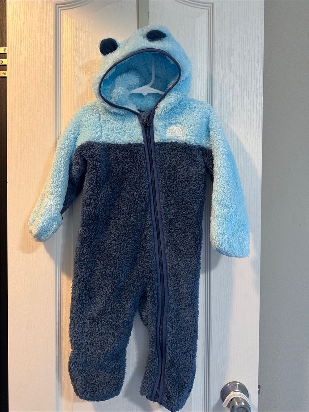 The North Face Baby Bear Fleece Bunting 6-12M Blue Hooded One Piece